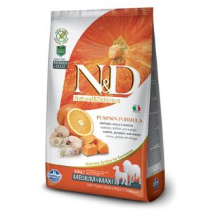 N&D dog GF PUMPKIN Adult Medium & Maxi Codfish & Orange