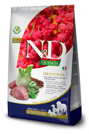 N&D dog QUINOA (GF) adult medium & maxi, digestion, lamb & fennel