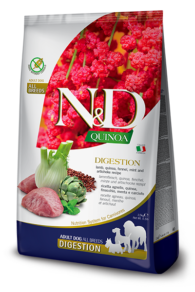 N&D dog QUINOA (GF) adult medium & maxi, digestion, lamb & fennel