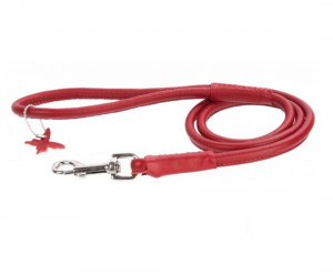 Collar Glamour okrúhle kožené vodítko Red