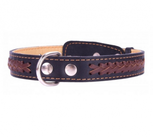 Collar kožený obojok prekrížený vzor black-brown