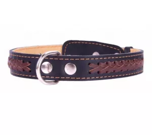 Collar kožený obojok prekrížený vzor black-brown