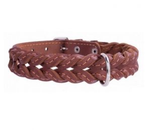 COLLAR kožený obojok prepletaný brown