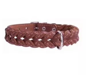 COLLAR kožený obojok prepletaný brown