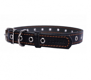 COLLAR Kožený nastaviteľný obojok pre veľké psy Black