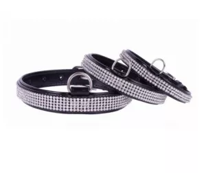 COLLAR Brilliance lakovaný kožený obojok Black