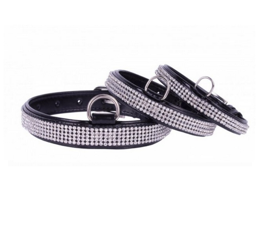 COLLAR Brilliance lakovaný kožený obojok Black