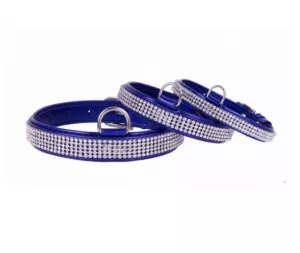 COLLAR Brilliance lakovaný kožený obojok Blue