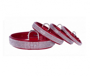 COLLAR Brilliance lakovaný kožený obojok Red