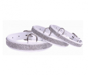 COLLAR Brilliance lakovaný kožený obojok White