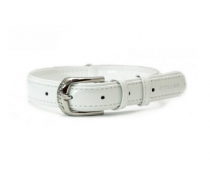 COLLAR Brilliance lesklý kožený obojok White
