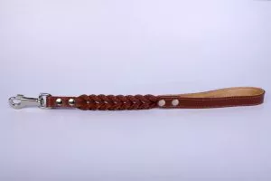 Kožené prepletané vychádzkové vodítko hnedé 50cm