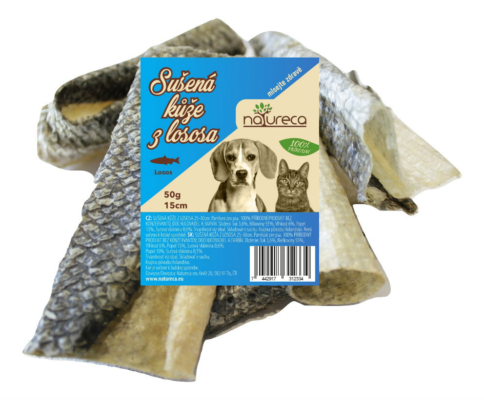 NATURECA Losos koža sušená 15 cm - 50 g