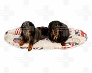 Vankúš ovál Union Jack bavlnený béžový 80 cm