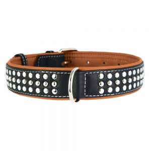COLLAR Soft kožený obojok black- vybíjaný
