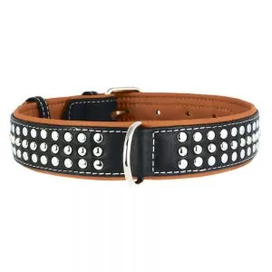 COLLAR Soft kožený obojok black- vybíjaný