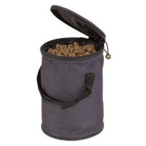 Maelson Cestovný skladací zásobník na granule na 2,3 kg krmiva - antracitový - 19 x 19 x 27 cm