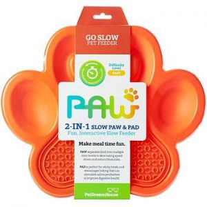 PetDreamHouse spomaľovacia miska Paw 2 v 1 – oranžová