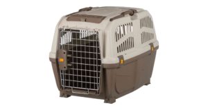 Transportná prepravka SKUDO 4, S-M, 48x51x68cm, tmavo sivá/piesková (max. 30 kg)