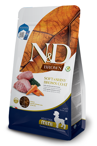 Farmina N&D dog BROWN (GF) adult mini, spirulina & carrot, lamb 2 kg