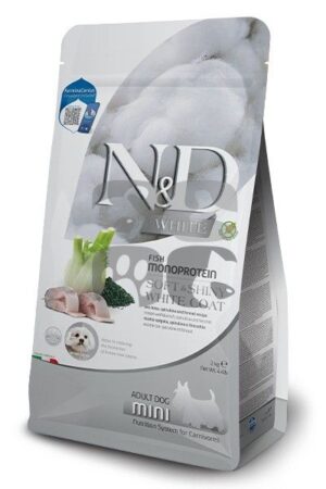 Farmina N&D dog WHITE (GF) adult mini, sea bass, spirulina & fenel 2 kg