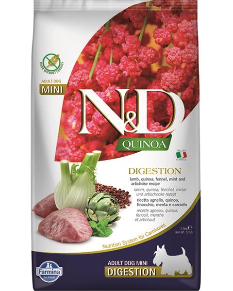 N&D dog QUINOA (GF) adult mini, digestion, lamb