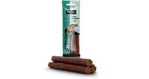 CHEWIES Hundezigarren Pštrosie salámky s malinami a ríbezľami 75 g