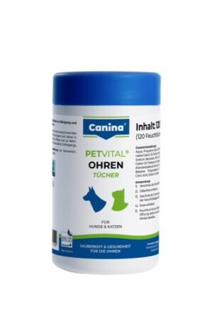 CANINA PETVITAL Vlhčené utierky na uši - 120 ks