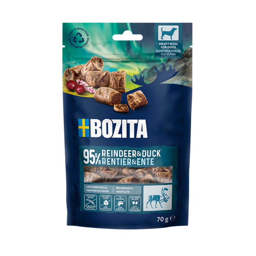BOZITA Dog Snacks Meaty Bites Reindeer & Duck GF 70 g