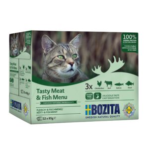 BOZITA Cat kúsky mäsa a rýb v želé, vrecko 85 g (12 pack)